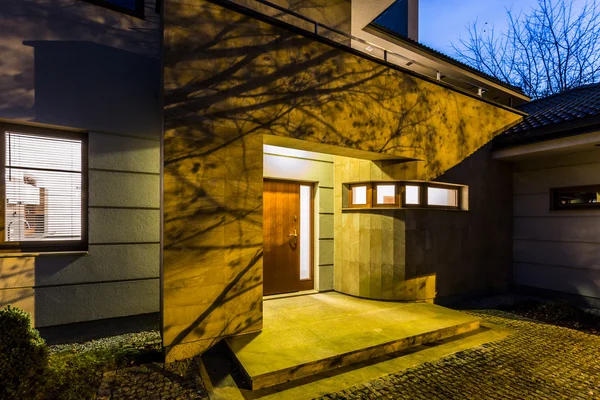 External view detached house at night