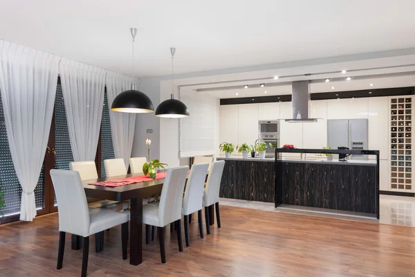 Modern kitchen and dining room