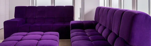 Purple quilted sofa set