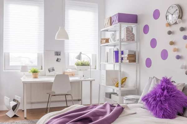 Purple and white room design