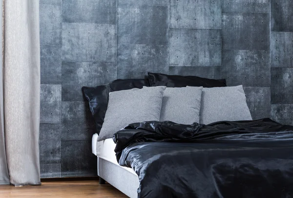 Concrete wallpaper in bedroom