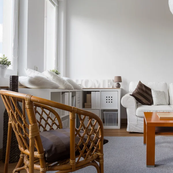 Wicker armchair in living room