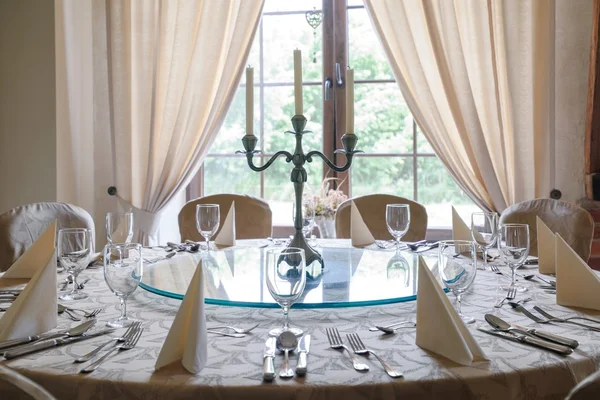 Table in elegant luxurious restaurant