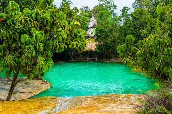 Emerald Pool aka Sa Morakot, Khao Pra Bang Khram Wildlife Sanctuary, Krabi, Thiland. National Park, Krabi, Thailand, tourist destination. Green color tropical lake, Southeast Asia
