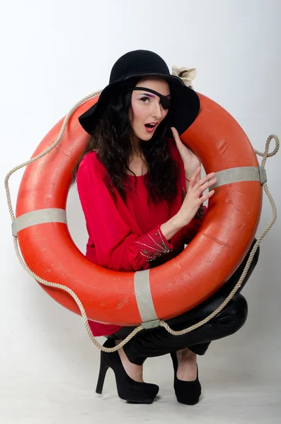 Girl in a hat with a lifeline