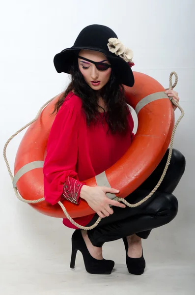 Girl in a hat with a lifeline