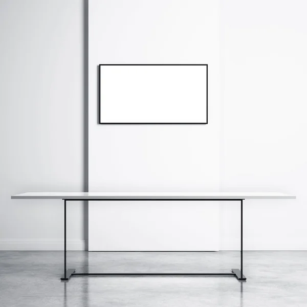 White table and empty TV screen