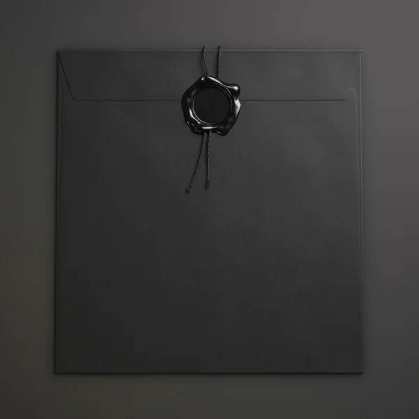 Black envelope with wax seal