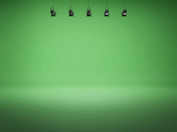 Green spotlight background with lamps