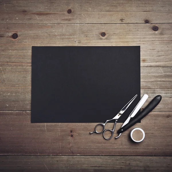 Barber tools and black page