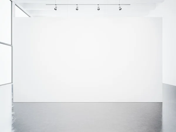 Mockup of empty white gallery interior. 3d render