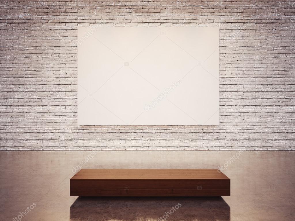 Mock up of empty canvas and white wall . 3d render — Stock