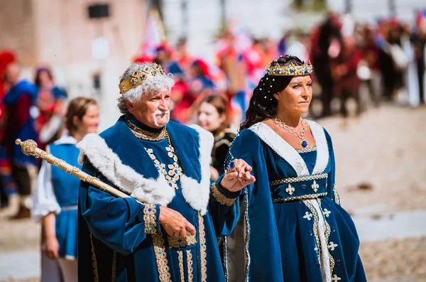 Senior Couple of medieval nobles on parade