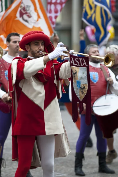 Reenactment in medieval costumes, Trumpeter