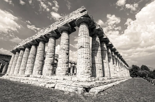 Temple of Hera in black an white the famous Paestum archaeologic