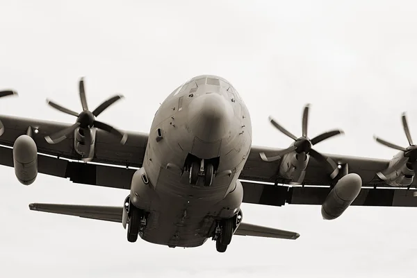 Military airplane ransporter in landing