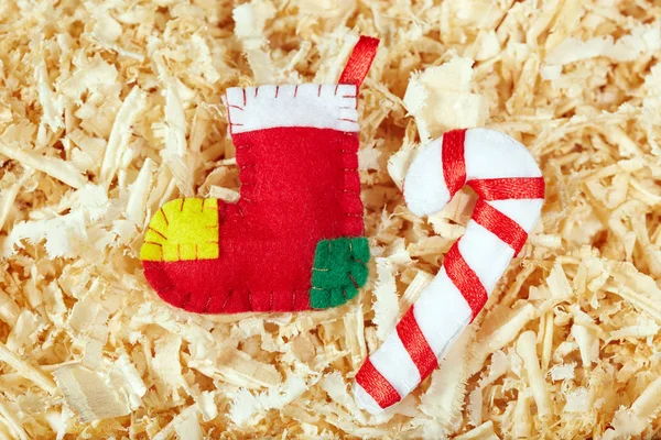 Handmade Christmas stockings and candy cane