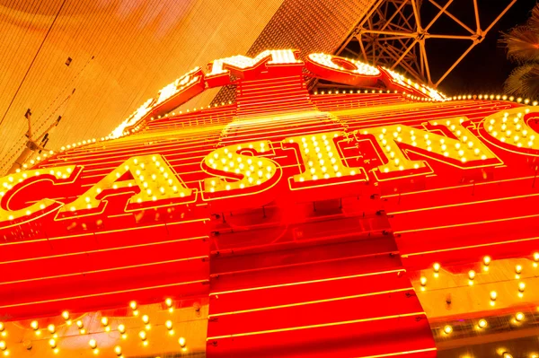 Casino neon on colorful Fremont street which is a part of famous