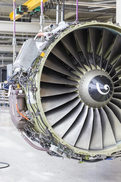 Big airplane engine during maintenance