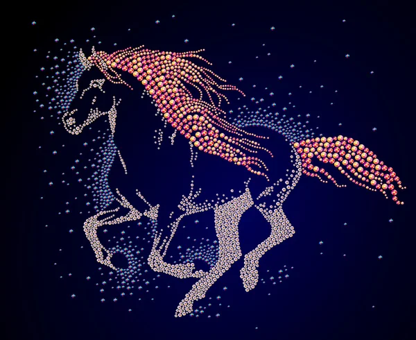 Rhinestone colorful picture of red haired horse on black background