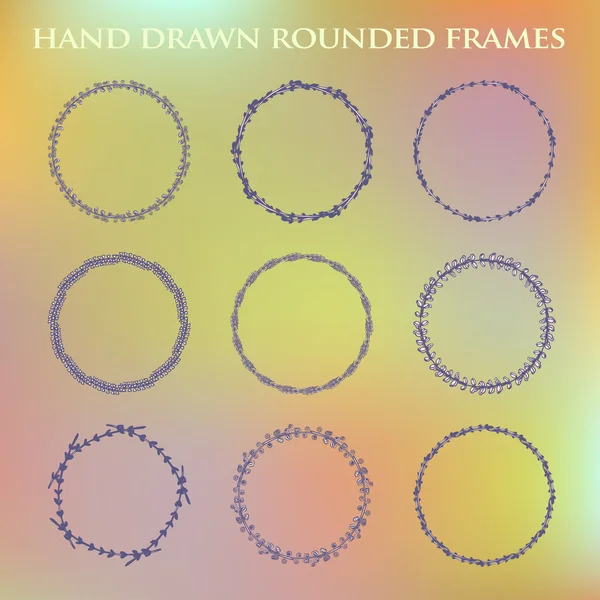 Set of vector floral hand drawn frames. Collection of editable rounded frames on white background. Good for book illustration, card design and menu cover.