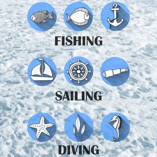 Set of icons for water recreation
