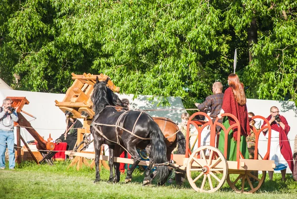 Celtic chariot in historical reenactment of Boudicas rebellion