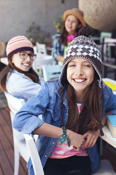 Group of young happy students having fun