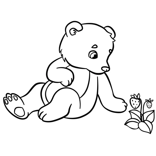 Coloring pages. Wild animals. Little cute baby bear.