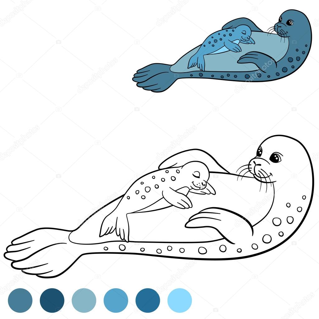 Coloriage avec des couleurs Joint de m¨re avec son bébé — Image Coloriage avec des couleurs Joint de m¨re avec son bébé – Illustration