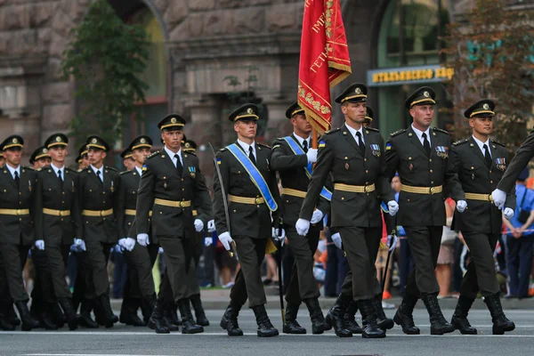 KYIV, UKRAINE - AUGUST 24, 2016: Military parade in Kyiv, dedicated to the Independence Day of Ukraine. Ukraine celebrates 25th anniversary of Independence