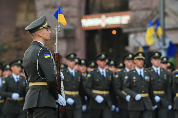 KYIV, UKRAINE - AUGUST 24, 2016: Military parade in Kyiv, dedicated to the Independence Day of Ukraine. Ukraine celebrates 25th anniversary of Independence