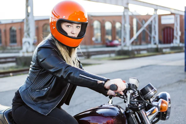Girl With Motorcycle Helmet