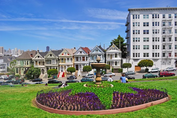 San Francisco, Usa: the Painted Ladies, the row of colorful Victorian houses