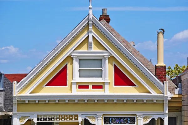 San Francisco, California, Usa: close up of the gable of one of the Painted Ladies