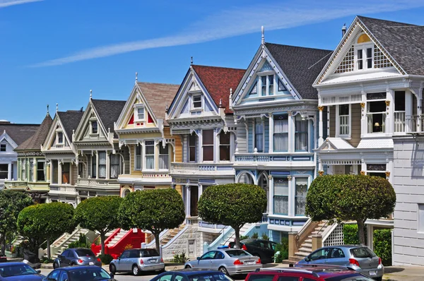 San Francisco, Usa: the Painted Ladies, the row of colorful Victorian houses