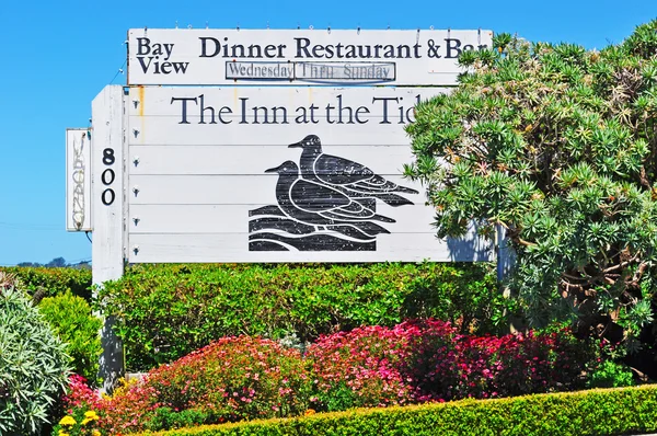 California, Usa: the sign of The Inn at the Tides in Bodega Bay