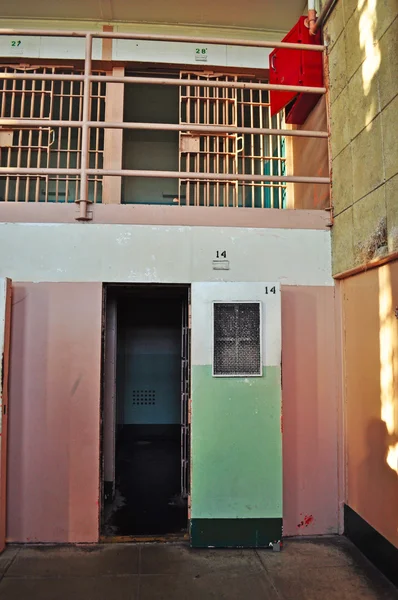 Alcatraz Island: bars and cells in the corridor of the B-Block in the former federal prison