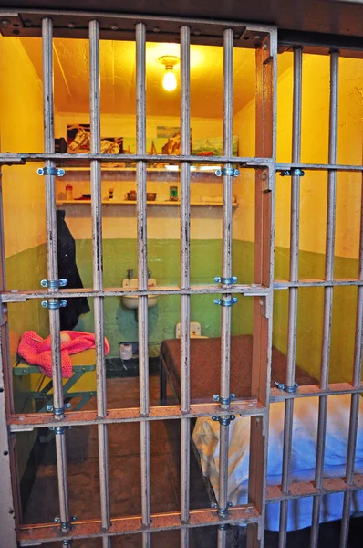 Alcatraz Island: the bars and a cell in the corridor of the B-Block in the former federal prison