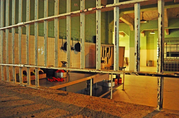 Alcatraz Island: the bars of the kitchen and the dining hall of the former federal prison