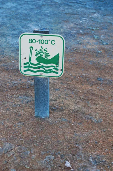 Iceland: a temperature gauge on the soil with mineral sediments in Hverir