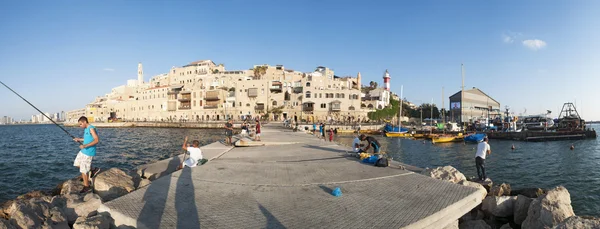 Israel: view of the Old City of Jaffa and the port with fishermen