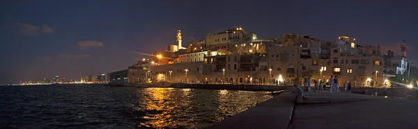 Israel: the lights of the Old City of Jaffa and the port at night