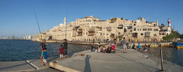 Israel: view of the Old City of Jaffa and the port with fishermen