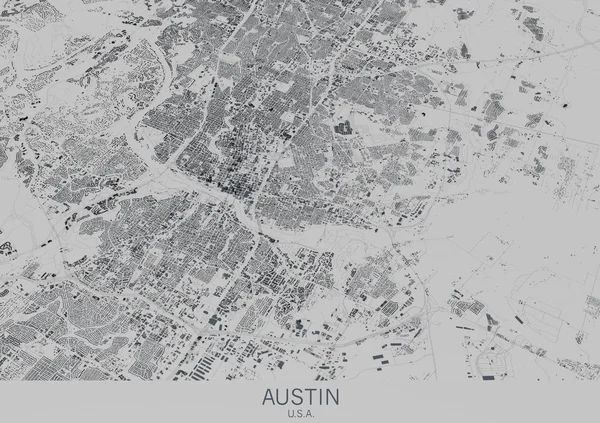 Austin map, satellite view, city, Texas, USA