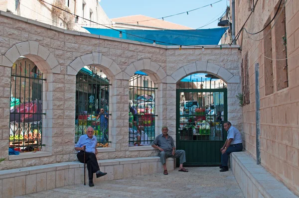 Nazareth, Israel: muslim men in the courtyard of the White Mosque