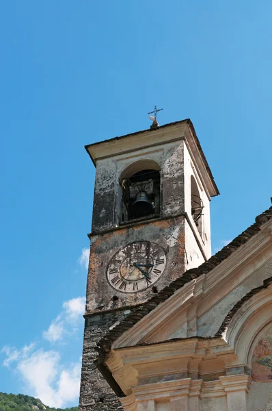 Lavertezzo, Switzerland: view of the bell tower of the Church of Saint Mary of the Angels