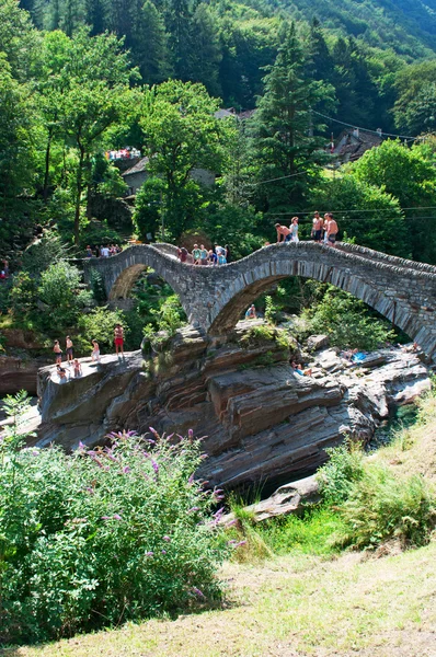 Lavertezzo, Switzerland: view of the Bridge of the Jumps