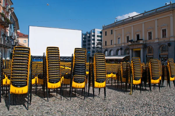 Switzerland: the chairs and the screen of the Film Festival Locarno