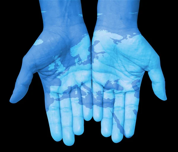 The world in your hands, world map, Europe